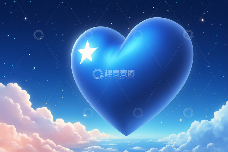 高清大图下载【趣麦麦图】星空下的蓝色爱心图案
