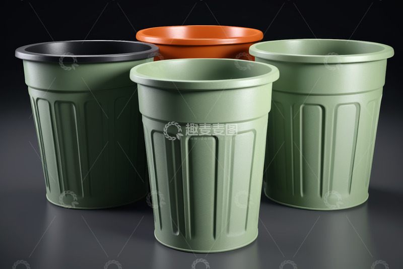 高清大图下载【趣麦麦图】多色垃圾桶产品展示