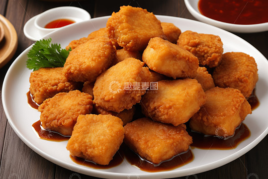 油炸小吃摆盘特写
