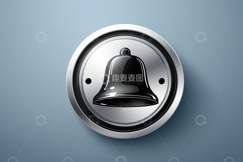 高清大图下载【趣麦麦图】金属质感铃铛图标