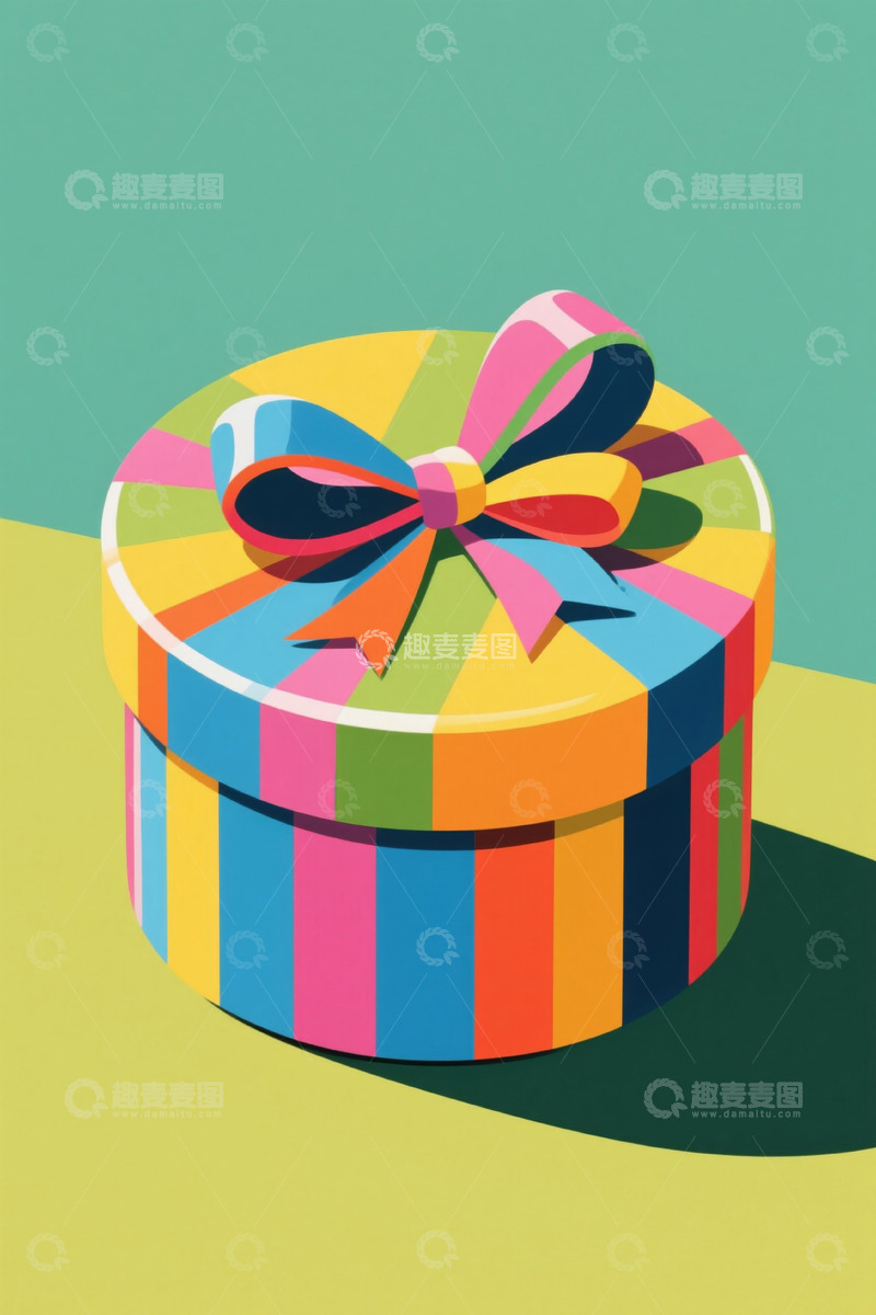 高清大图下载【趣麦麦图】彩色条纹礼品盒