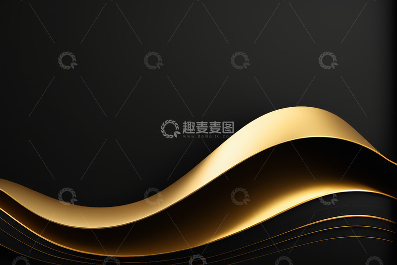 高清大图下载【趣麦麦图】黑金风格波浪背景图