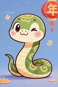 卡通蛇形象新年主题素材