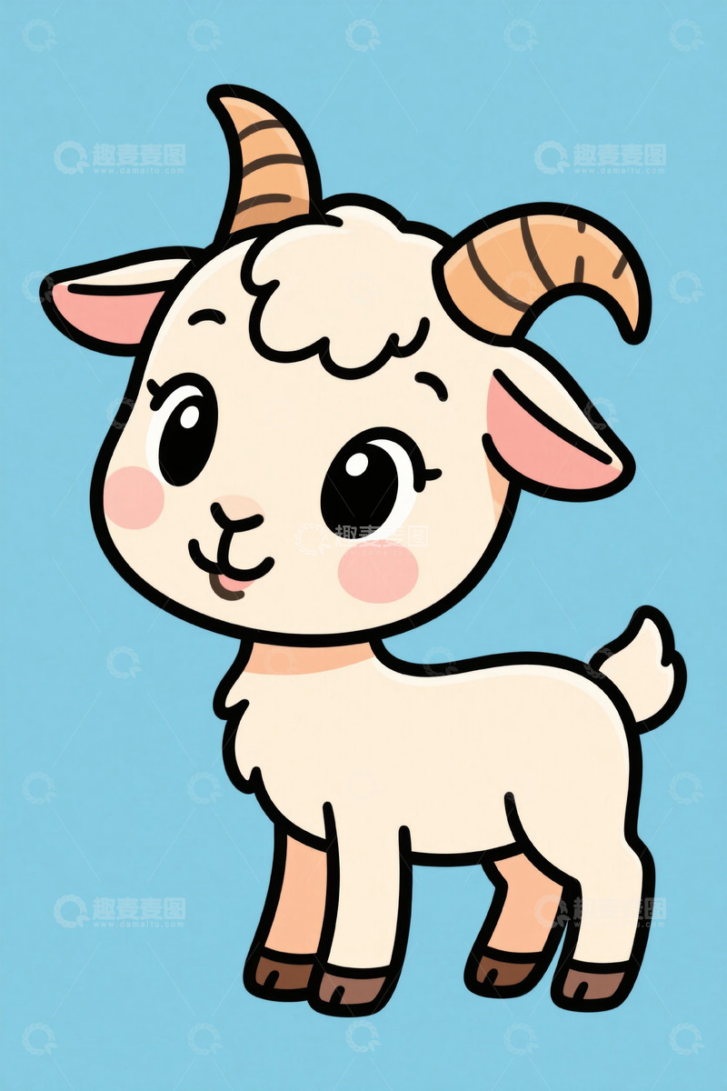 高清大图下载【趣麦麦图】卡通小羊正面形象素材
