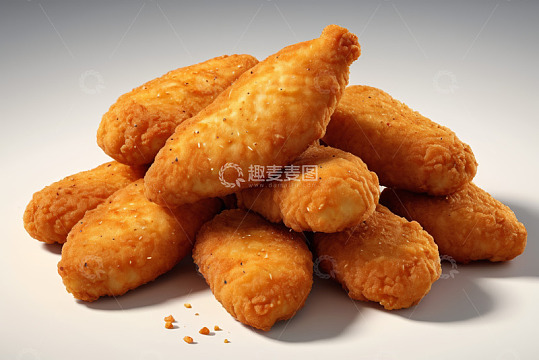 堆叠的油炸鸡肉美食