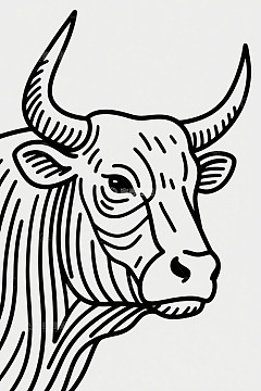 牛的简笔线条插图