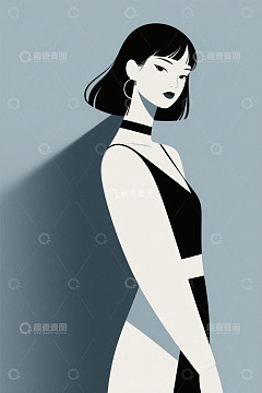 简约风格女性侧身肖像插画