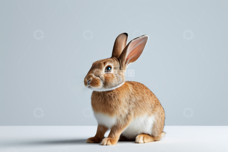 高清大图下载【趣麦麦图】坐姿可爱的棕色宠物兔子