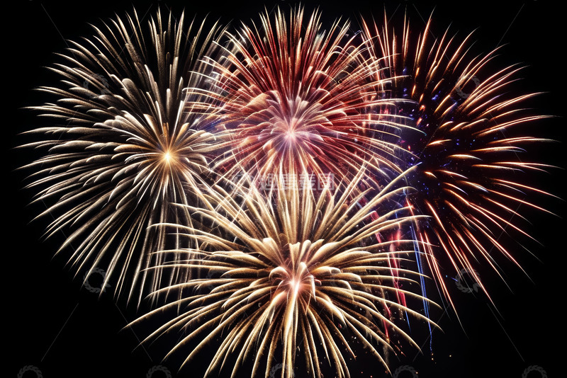 高清大图下载【趣麦麦图】夜空中绽放的绚烂烟花