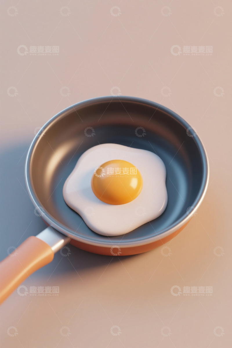 高清大图下载【趣麦麦图】平底锅内煎鸡蛋素材