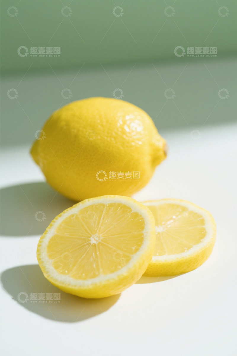 高清大图下载【趣麦麦图】新鲜柠檬及切片特写