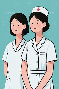 两位医护人员的卡通形象
