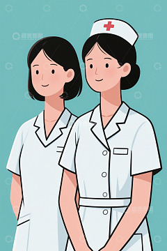 两位医护人员的卡通形象