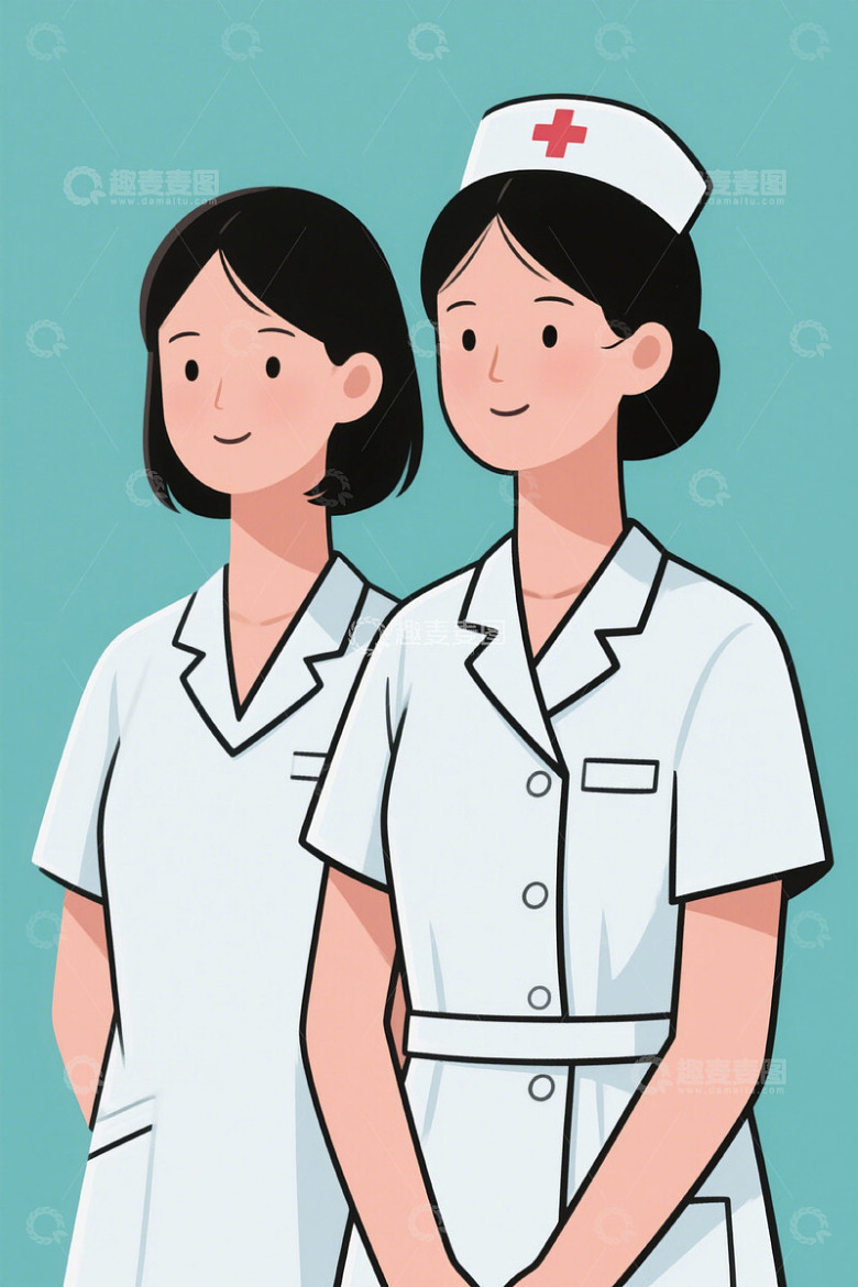 两位医护人员的卡通形象