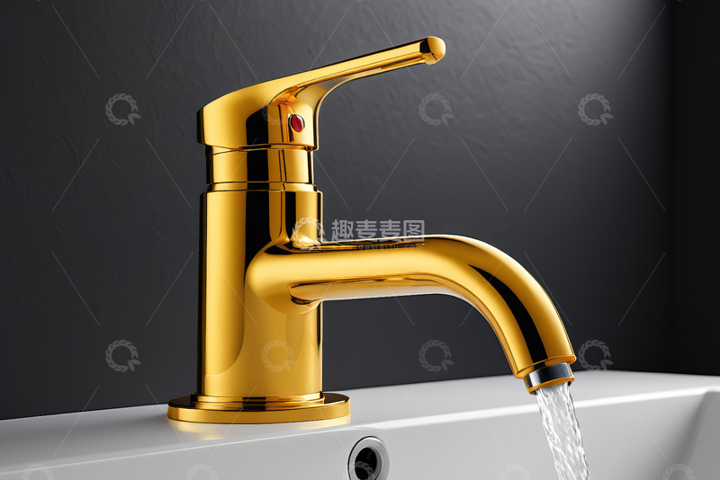 高清大图下载【趣麦麦图】金色水龙头出水特写