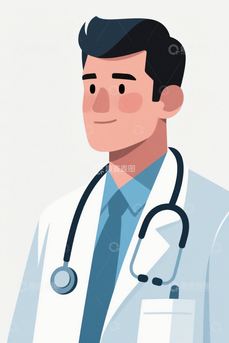 高清大图下载【趣麦麦图】卡通形象男医生半身像