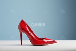 红色时尚高跟鞋特写