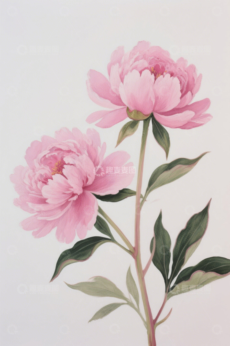 高清大图下载【趣麦麦图】两朵粉色盛开的芍药花