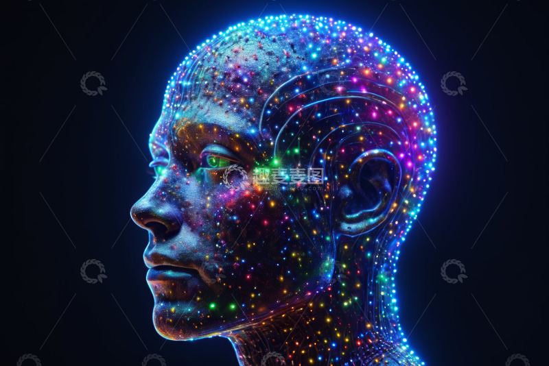 高清大图下载【趣麦麦图】科技感人类头部光影效果图像