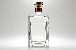 透明玻璃酒瓶特写