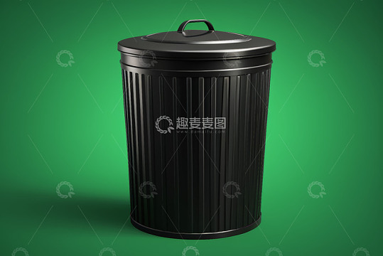 黑色带盖垃圾桶特写