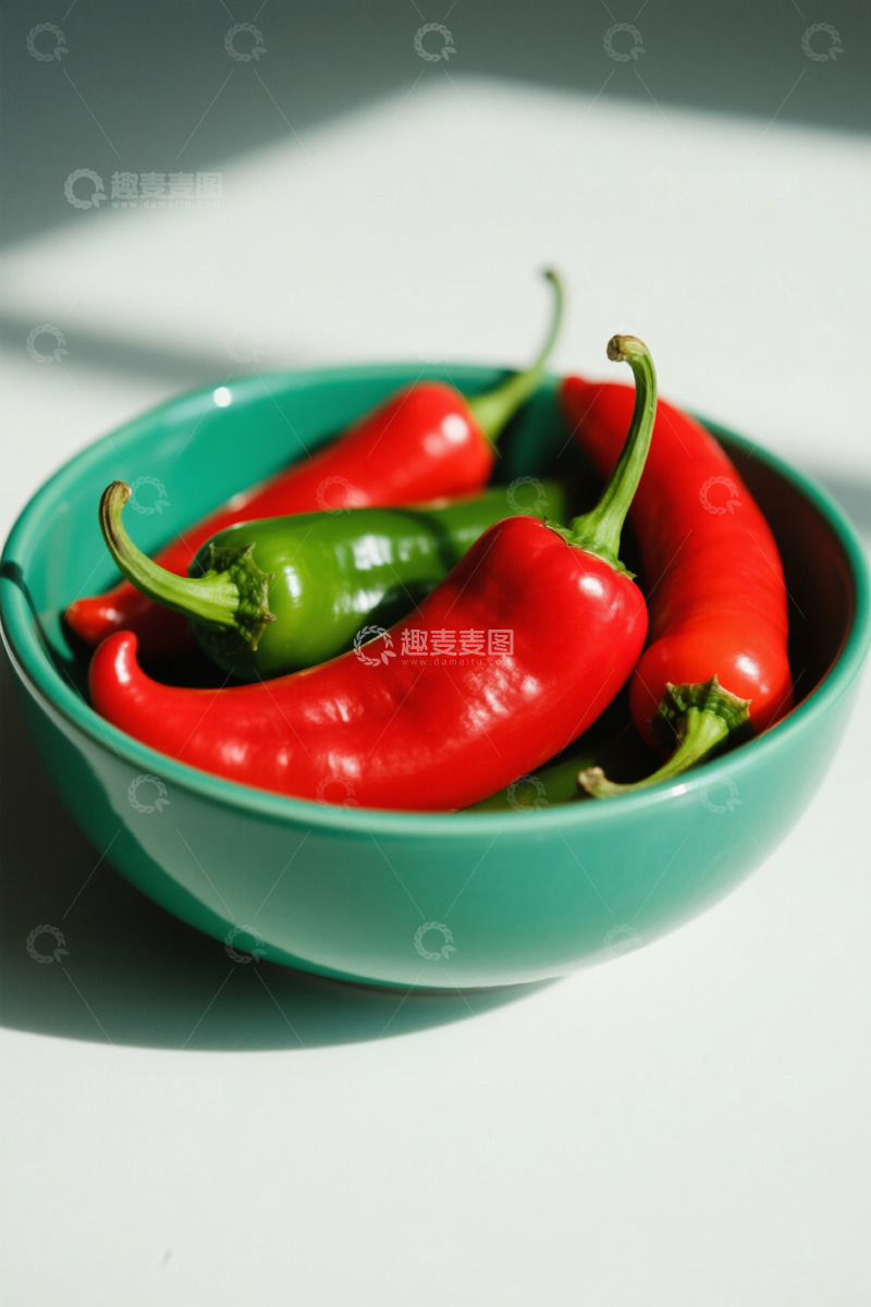 高清大图下载【趣麦麦图】碗中红绿辣椒特写