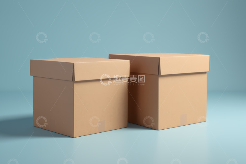 高清大图下载【趣麦麦图】两个棕色纸板箱摆放在一起
