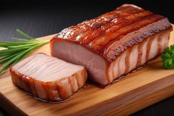 砧板上的切片猪肉美食