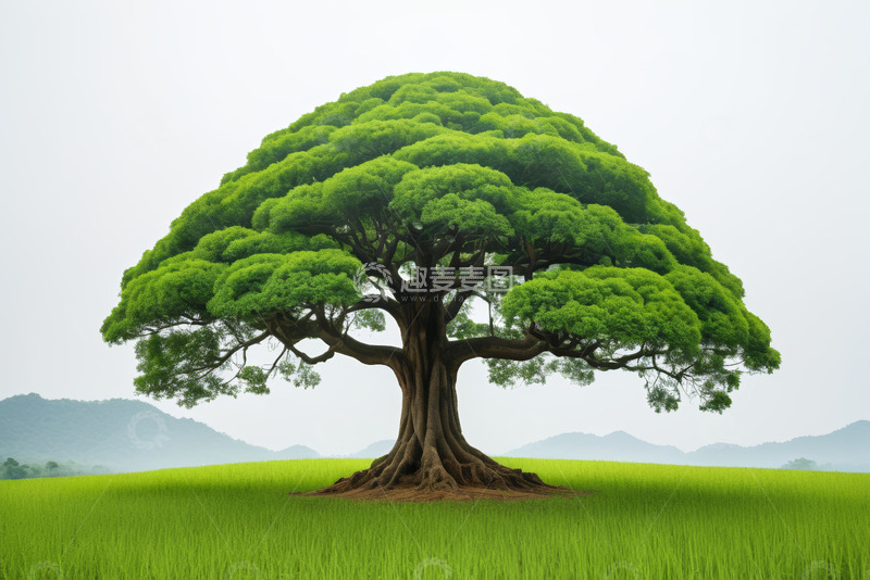 高清大图下载【趣麦麦图】田野中茂盛的大树