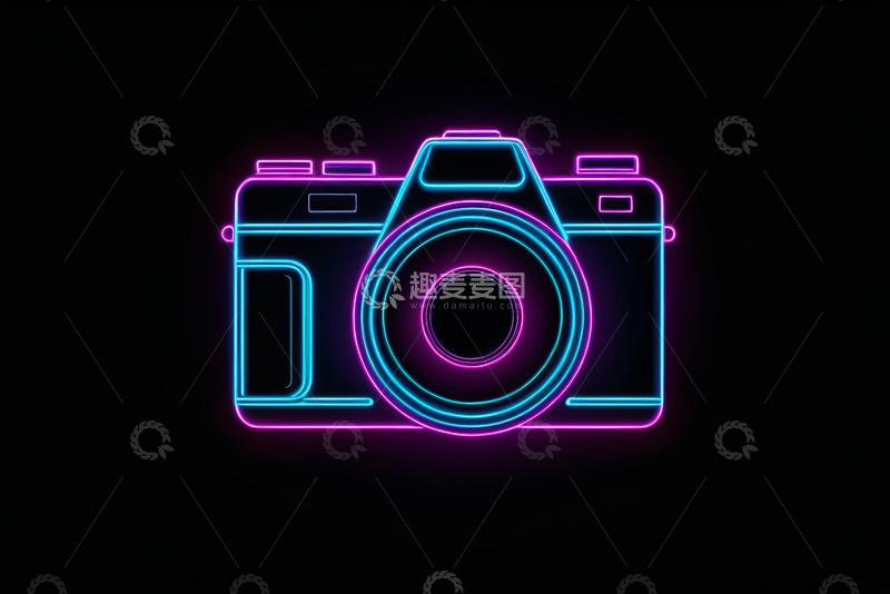 高清大图下载【趣麦麦图】霓虹风格相机图标设计素材