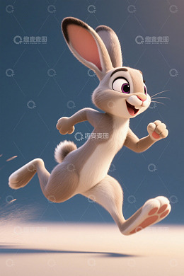 奔跑的卡通兔子素材