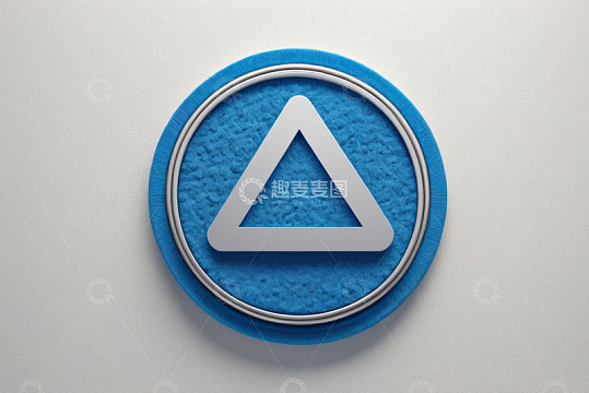 蓝色圆形背景白色三角形图标