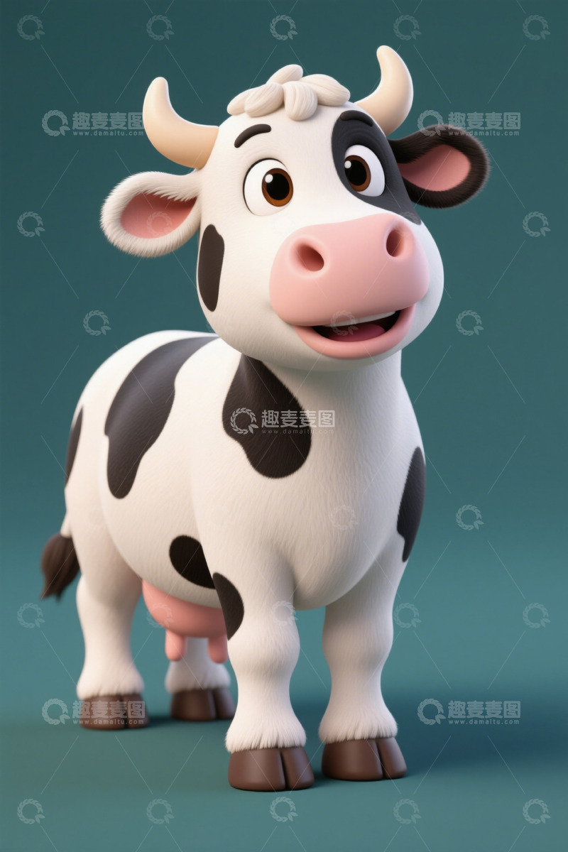 高清大图下载【趣麦麦图】卡通奶牛形象素材