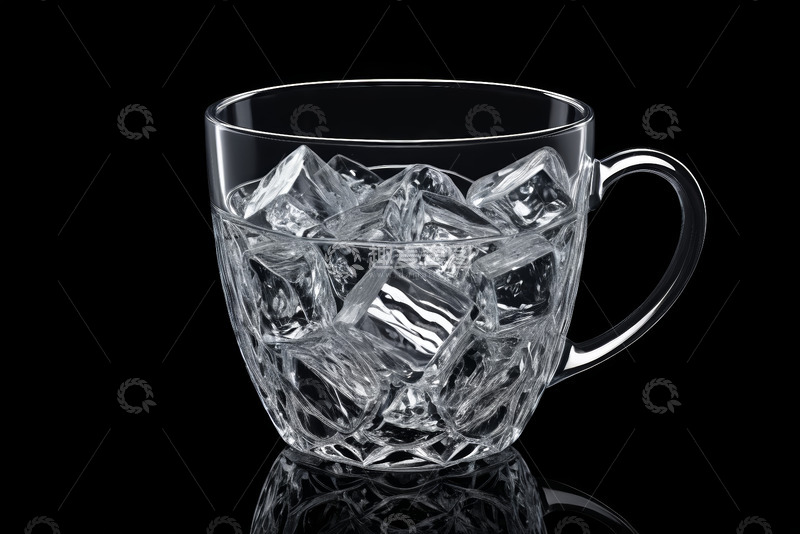 高清大图下载【趣麦麦图】透明玻璃杯中装着冰块