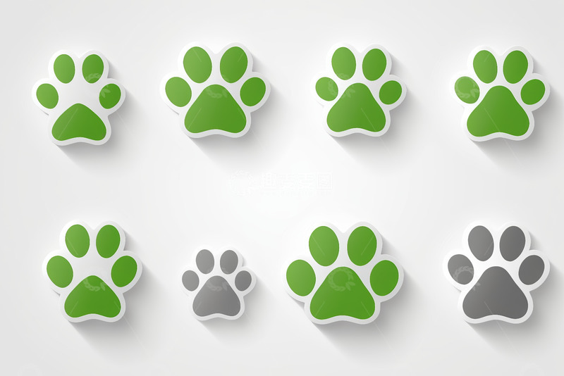 高清大图下载【趣麦麦图】绿色灰色动物爪印图案