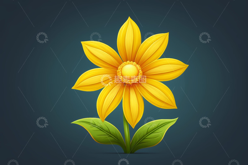 高清大图下载【趣麦麦图】黄色花朵插画素材