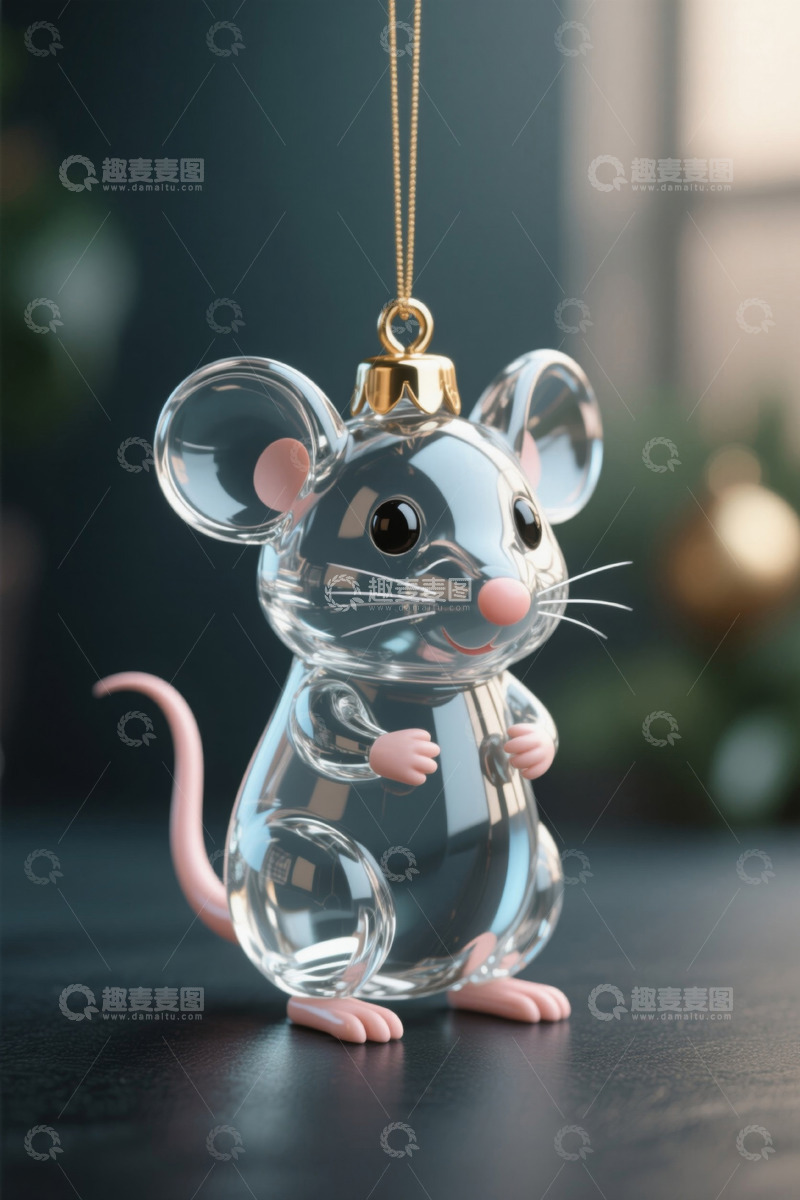 高清大图下载【趣麦麦图】透明老鼠装饰挂件特写