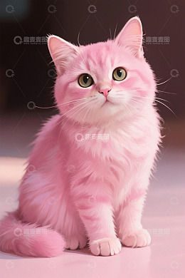 粉色小猫端坐姿态素材