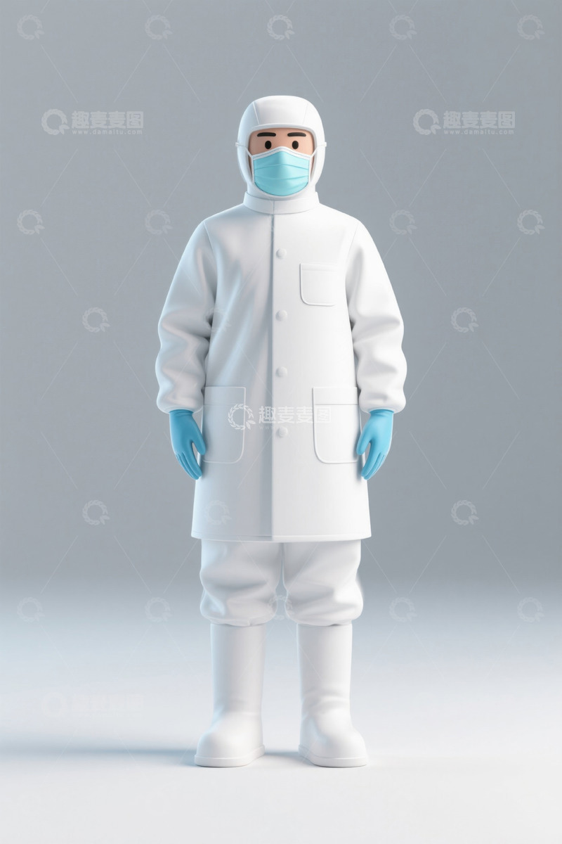高清大图下载【趣麦麦图】身穿防护服的卡通医护人员