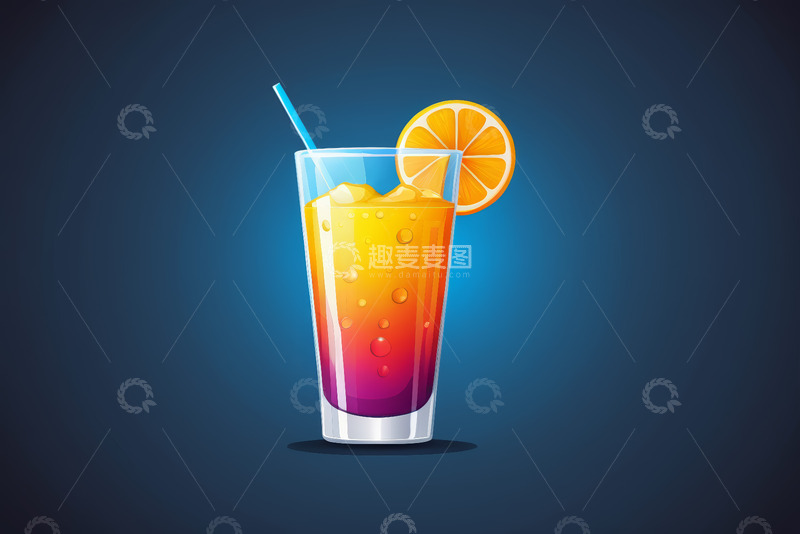 高清大图下载【趣麦麦图】玻璃杯装分层果汁饮品