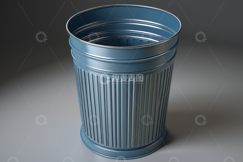 高清大图下载【趣麦麦图】蓝色金属垃圾桶特写