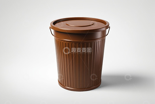 棕色带盖垃圾桶特写
