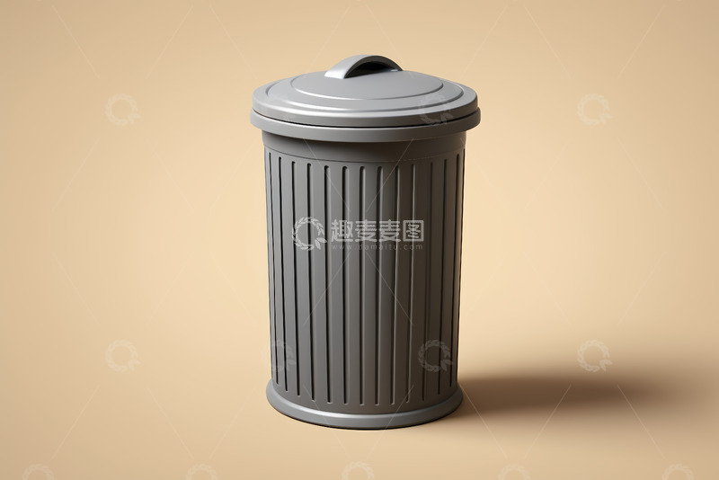 高清大图下载【趣麦麦图】灰色带盖垃圾桶静物