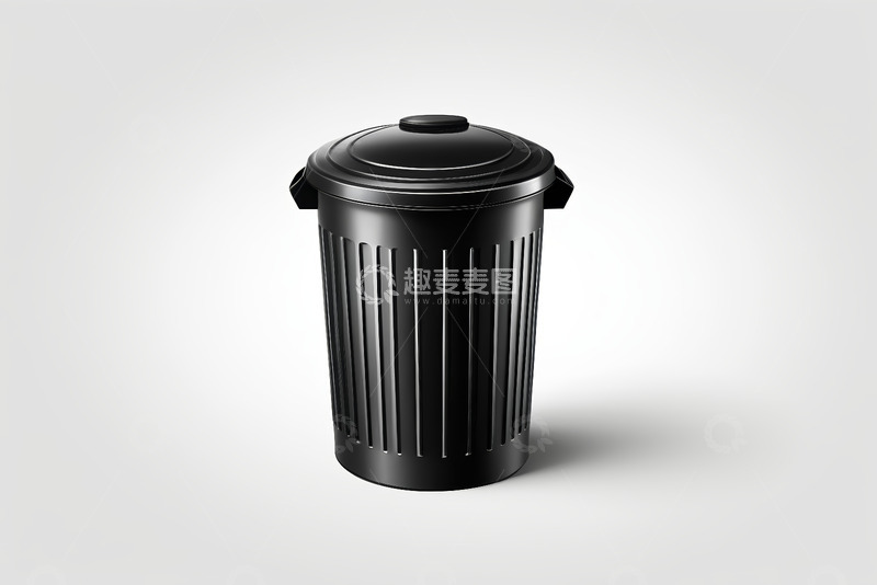 高清大图下载【趣麦麦图】黑色带盖垃圾桶特写