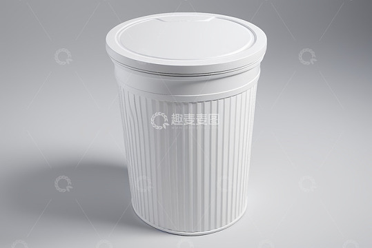 白色带盖垃圾桶特写