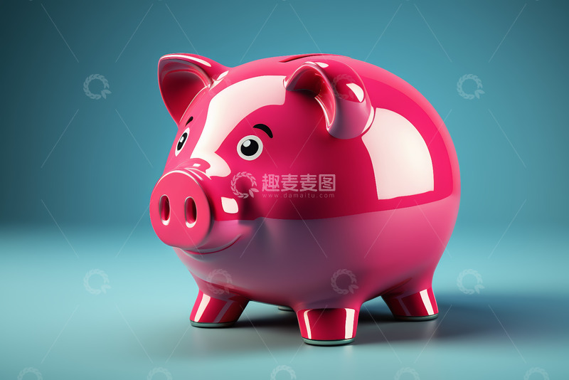 高清大图下载【趣麦麦图】粉色小猪存钱罐特写