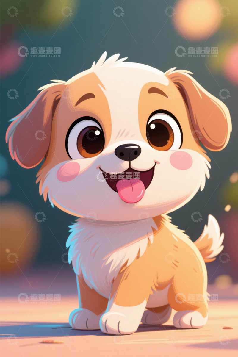 高清大图下载【趣麦麦图】可爱卡通小狗微笑特写