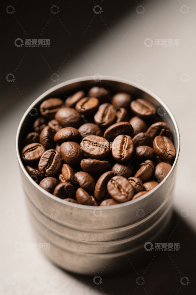 高清大图下载【趣麦麦图】金属容器中的咖啡豆