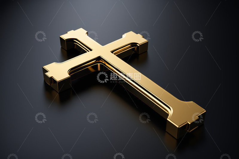 高清大图下载【趣麦麦图】金色十字架宗教标志素材