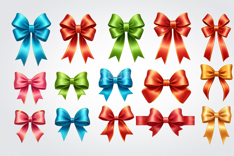 高清大图下载【趣麦麦图】多彩蝴蝶结装饰素材